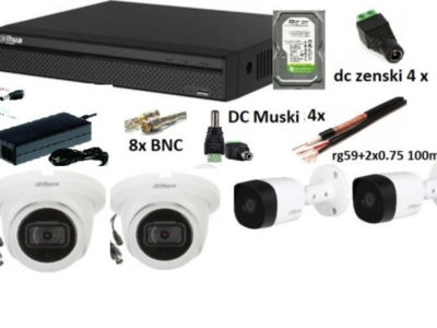 DAHUA-01 SET 4 KAMERE HAC-HFW1239LM-ALED0360B+DVR DH-XVR5104HS-12 5Mpix 2TB HARD