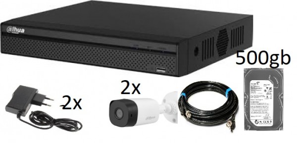 DAHUA SET 2 KAMERE/DVR 5104HS-I2/500GB HDD/2X RG59 KABL