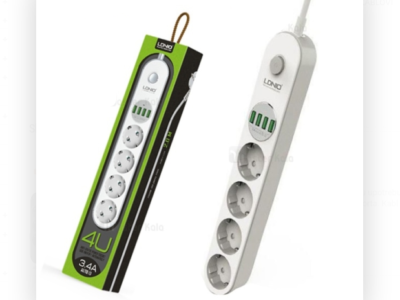 PRODUŽNI KABL 4R/2M + 4XUSB BELI LDNIO DE4432