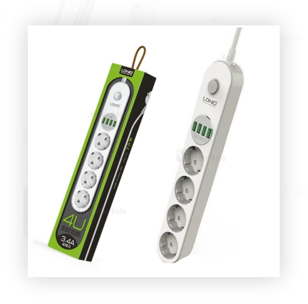 PRODUŽNI KABL 4R/2M + 4XUSB BELI LDNIO DE4432