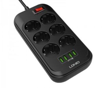 PRODUŽNI KABL 6R/2M+4XUSB CRNI LDNIO SE6403