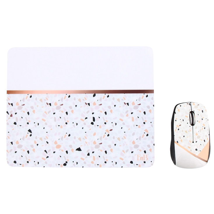 SET BEŽIČNI MIŠ+PODLOGA TERRAZZO TNB006