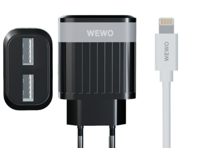 PUNJAČ  W-015 2XUSB 2.4mAh+IPHONE KABL WEWO