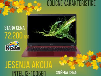 LAPTOP ACER ASPIRE A315-56-32EV  i3-1005G1/8GB/256GB SSD/CRVENI