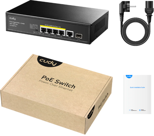 POE GS1005TS1 5 PORT 10/100/1000M 4POE+1RJ45 SWITCH CUDY