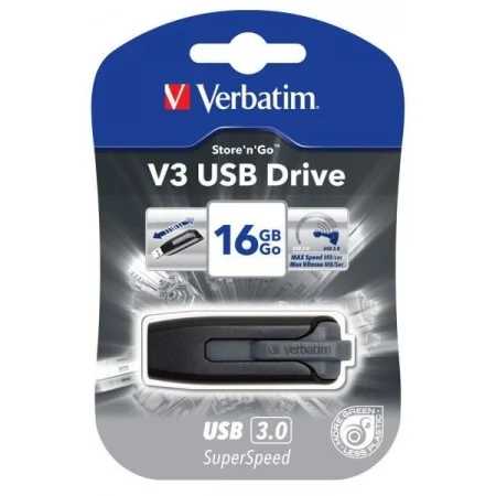 FLASH USB 16GB UFV49172 BLACKW VERBATIM