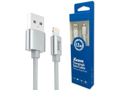 USB ZA IPHONE 1.2m 3A AI SILVER MESH XWAVE