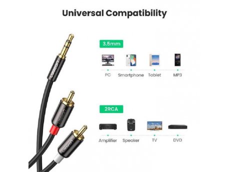 KABL 3.5MM M NA 2 RCA M AV102 UGREEN 10M