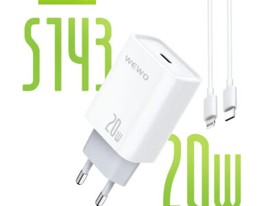 PUNJAČ TYPE C NA LIGHTNING + LIGHTNING KABL 20W S143 WEWO
