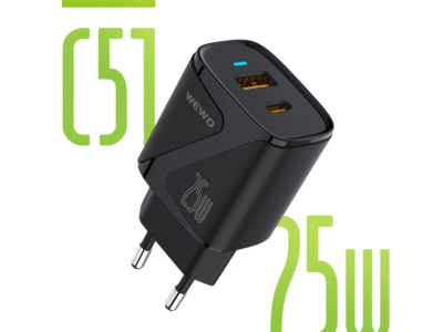 PUNJAČ QC 25W/3A C51 SUPER FAST PD+USB TYPE C WEWO CRNI
