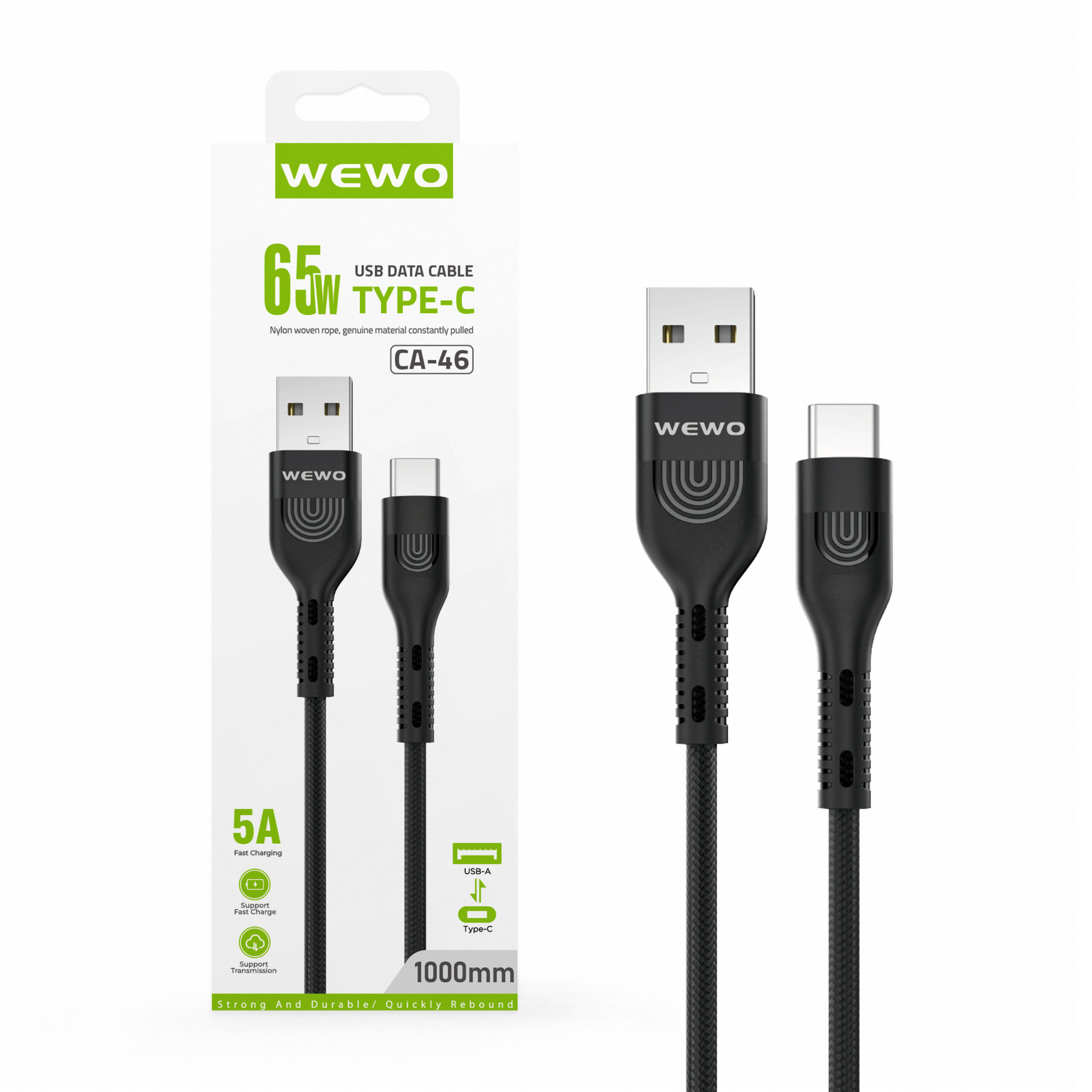 KABL USB CA-46 TYPE C FAST 65W/5A 1M CRNI WEWO
