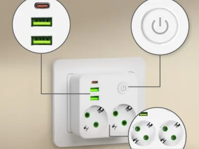 STRUJNI RAZDELNIK 220V 2X ŠUKO UTIČNICA BELA 2 USB + TYPE C NV86U/WH