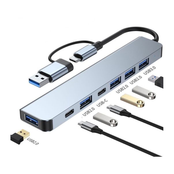 USB HUB 3.0/3.1-TIP C SUPERBRZI 5 PORT USB3.0 + 2X TIP C OST06971 E-GREEN