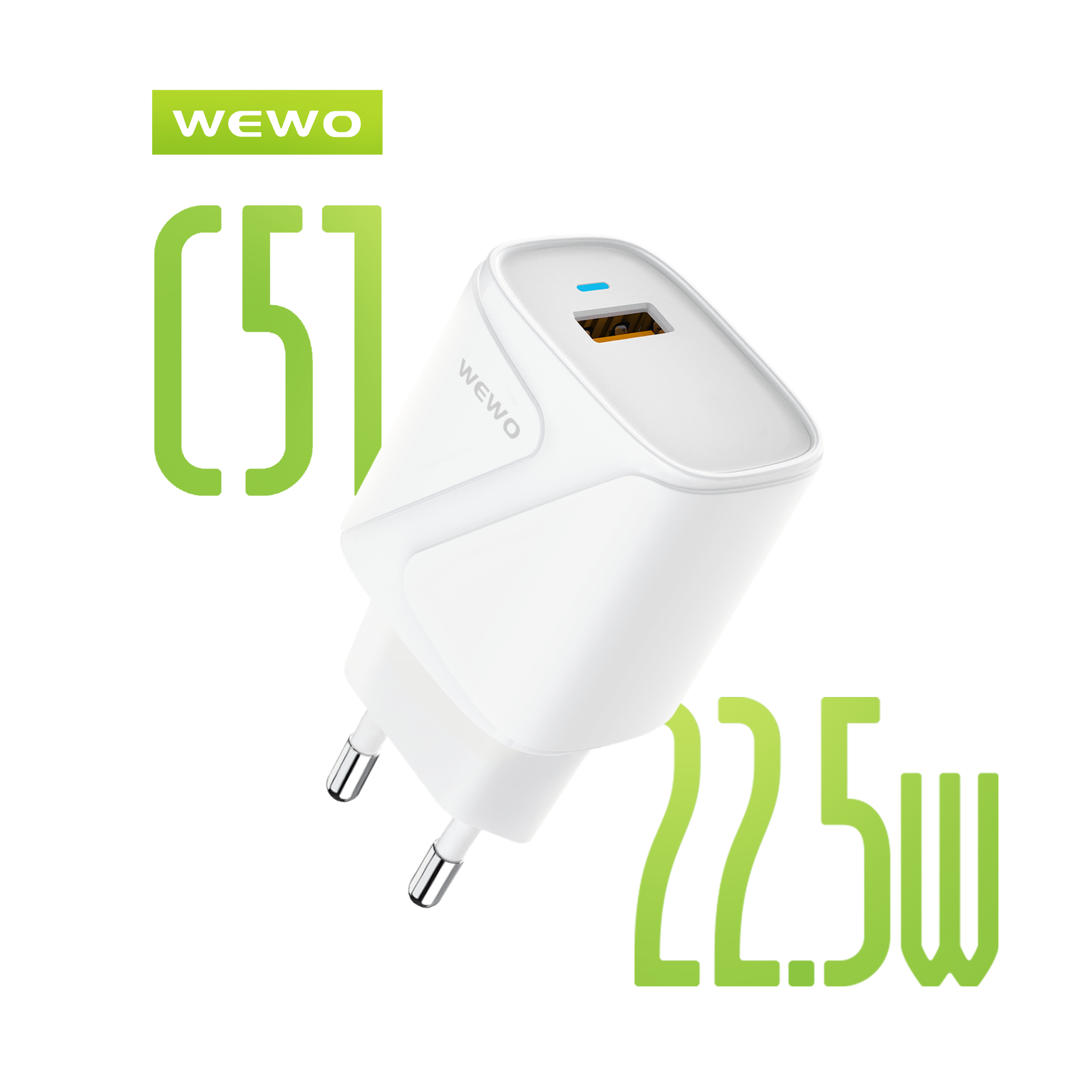 PUNJAČ USB C51 QC 22.5W/3A FAST BELI WEWO