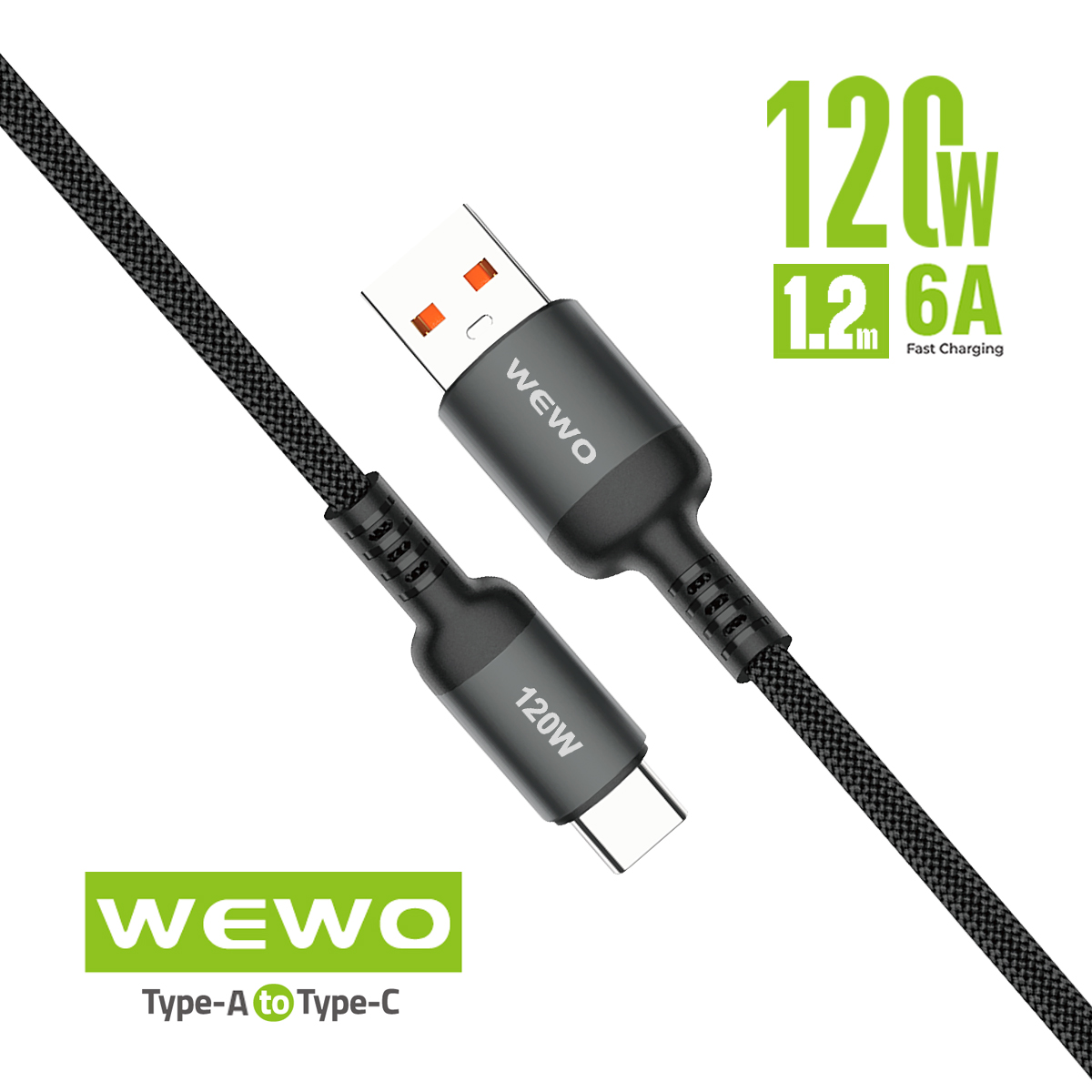 KABL USB NA TYPE C 120W/6A CA-12 1.2M TEXTILE FAST WEWO