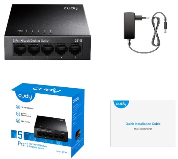 SWITCH 5-PORT GS105 GIGABIT CUDY - Slika 3