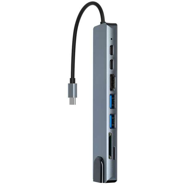 HUB USB TYPE-C 8/1 SA 4K HDMI, LAN I PD PUNJENJEM KT-801G KETTZ