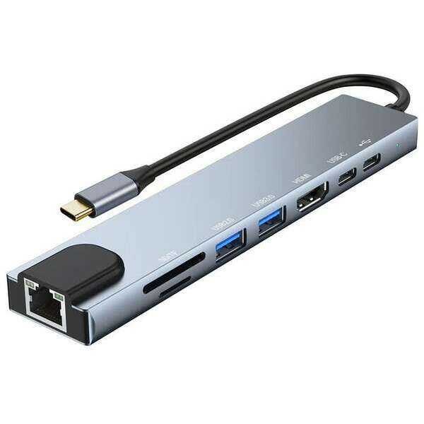 HUB USB TYPE-C 8/1 SA 4K HDMI, LAN I PD PUNJENJEM KT-801G KETTZ