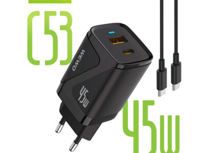 PUNJAČ USB+TYPE-C QC 45W/3A C53 WEWO
