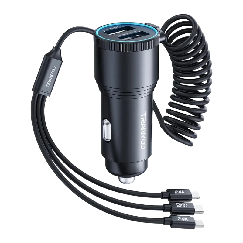 AUTO PUNJAČ T-C23 METALNI 2 USB 3/1 KABL 30W TRANYOO