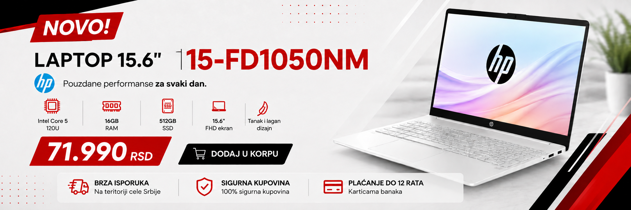 LAPTOP 15.6″ 15-FD1050NM INTEL CORE 5 120U/16GB/512GB HP BELI